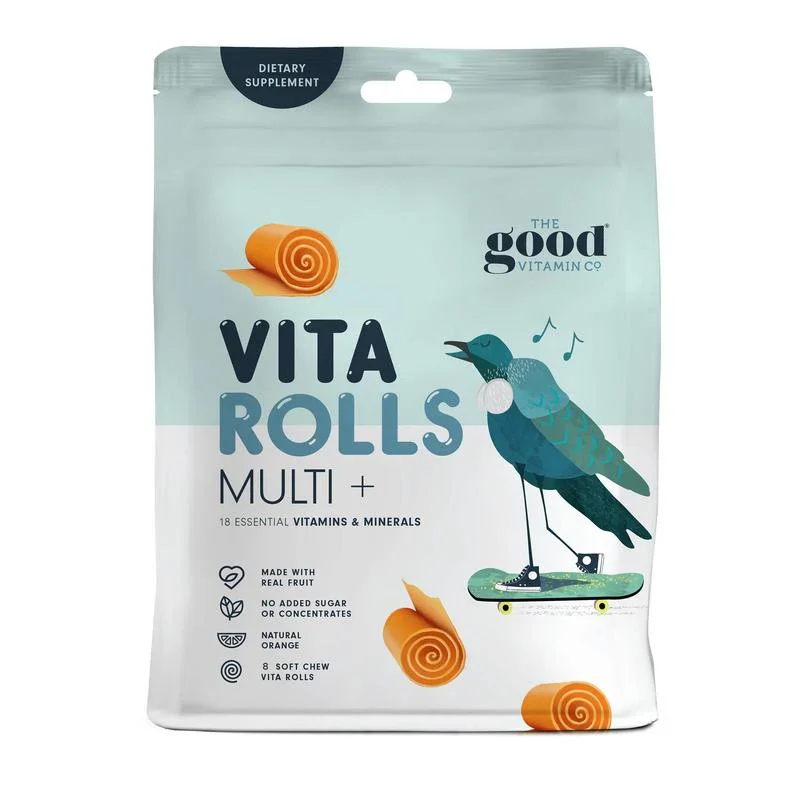 【买三送红印儿童牙膏】【因自然因素融化不理赔】The Good Vitamin CO 儿童多维水果卷 8只装 橙子味 保质期2027.12